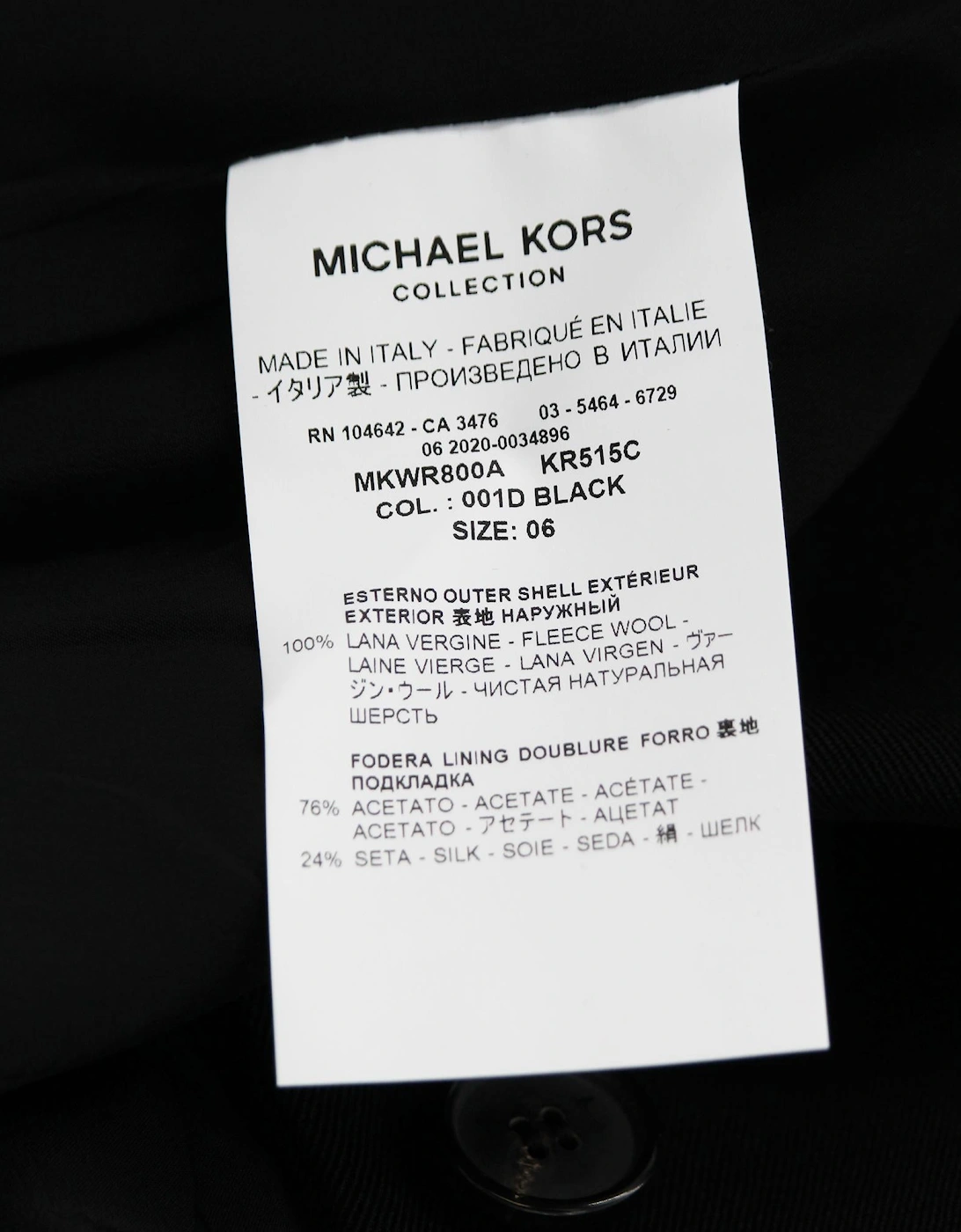 Structured Black Wool Blazer by Michael Kors