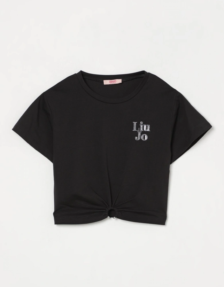 Knotted Hem Short Sleeve Top