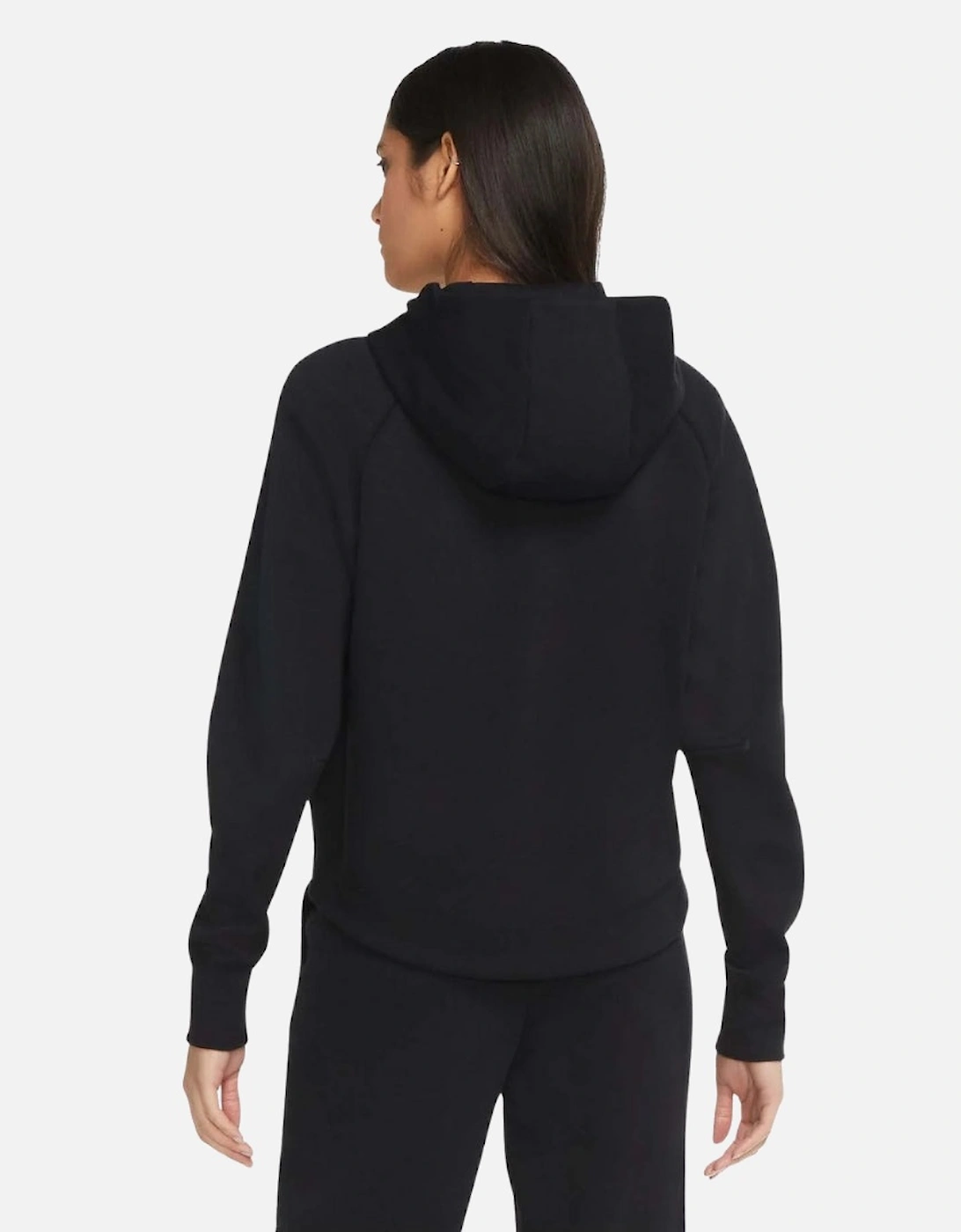 Black Hooded Zip-Up Top