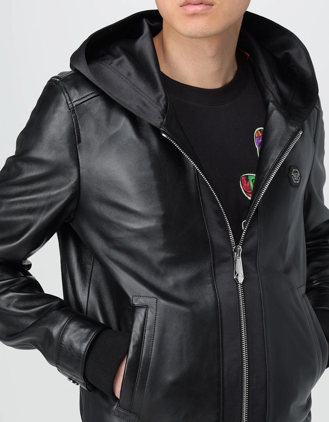 Leather Hooded Jacket