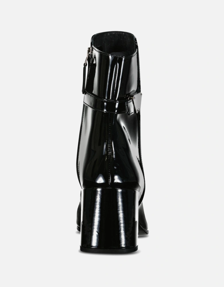 Prada Tronchetti Ank Boots in Black Patent Leather