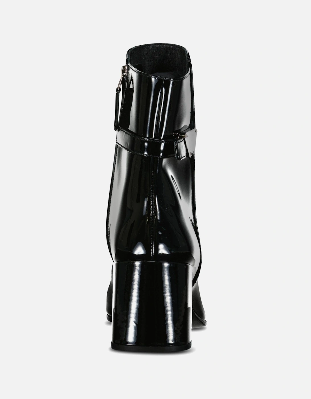 Prada Tronchetti Ank Boots in Black Patent Leather