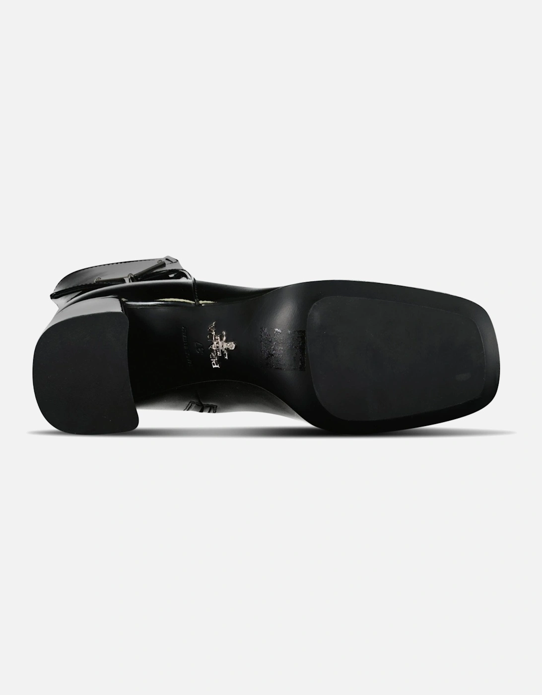 Prada Tronchetti Ank Boots in Black Patent Leather