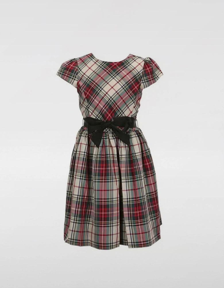 Plaid ALine Dress with Bow