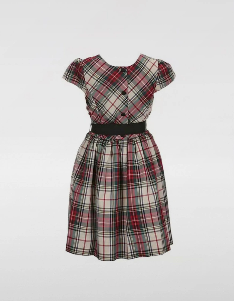Plaid ALine Dress with Bow