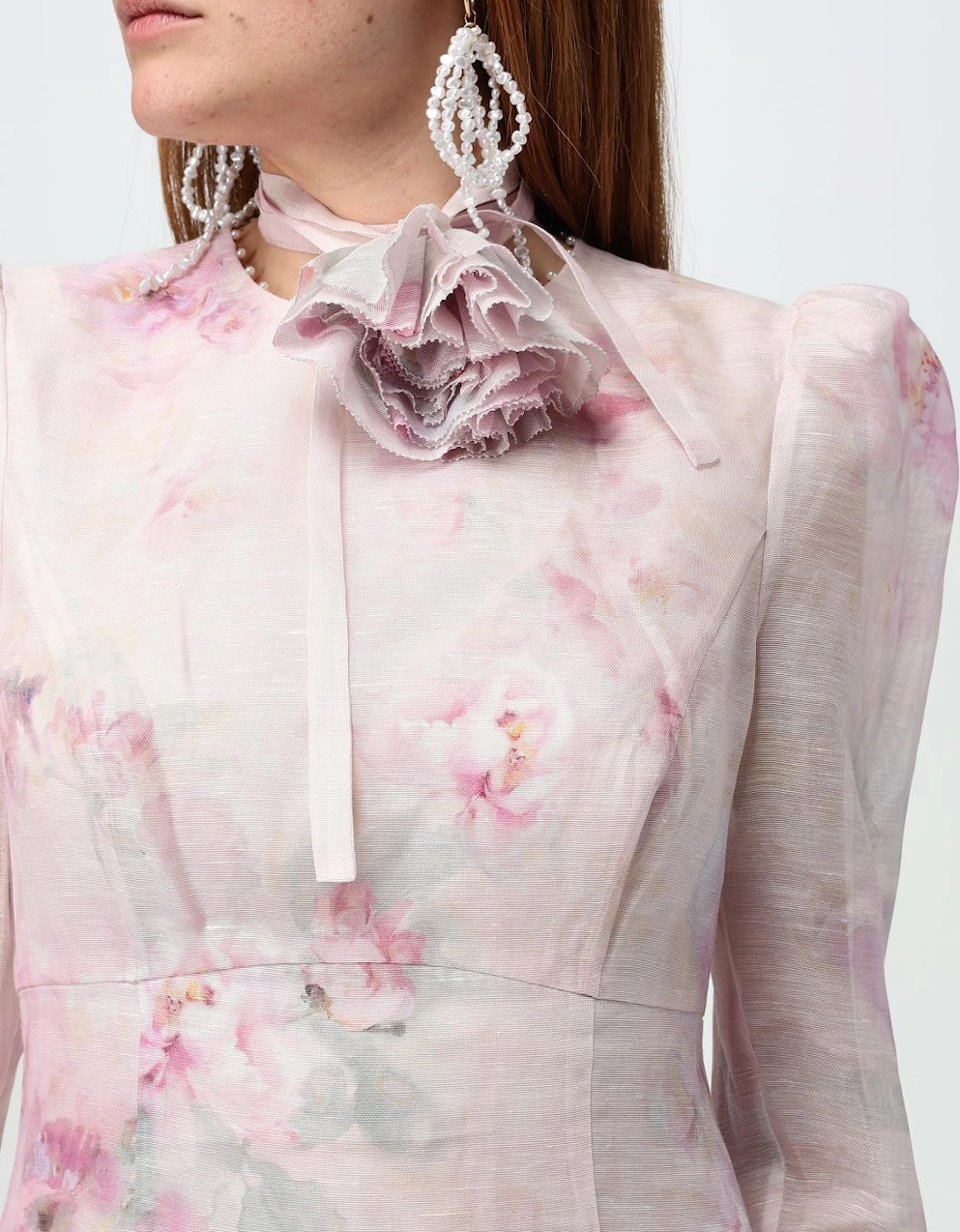 Floral Print Midi Dress Ruffle Hem