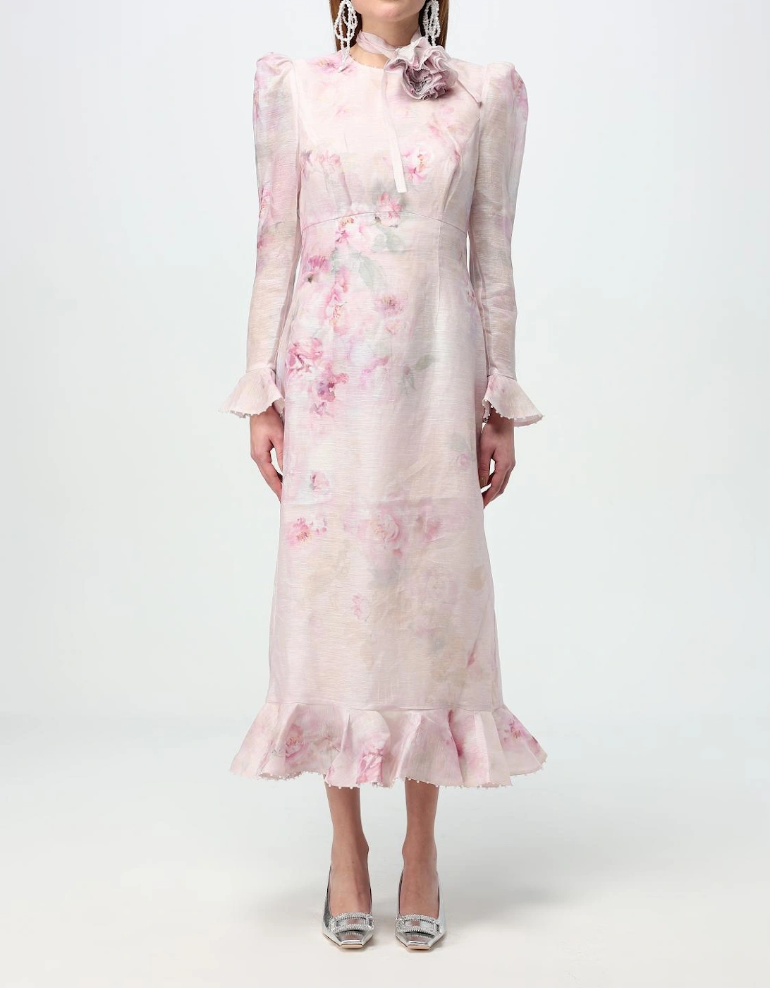 Floral Print Midi Dress Ruffle Hem, 5 of 4
