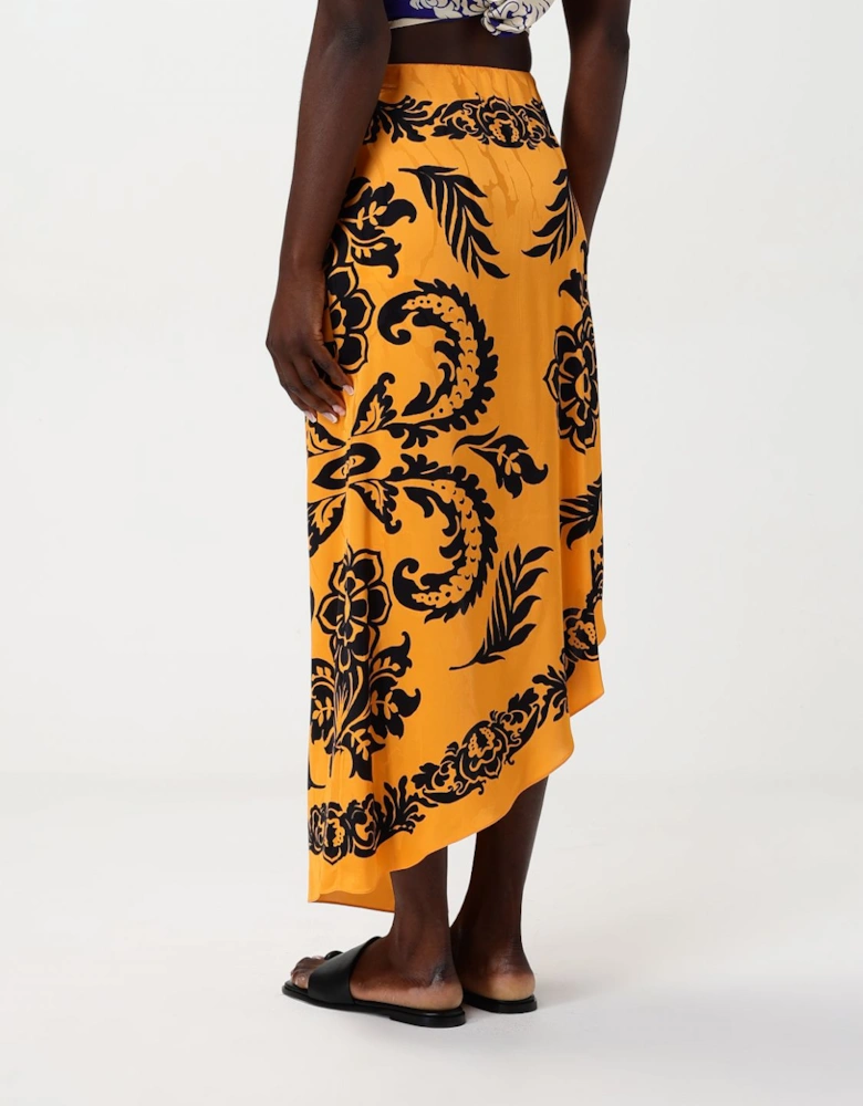Printed Silk Midi Skirt