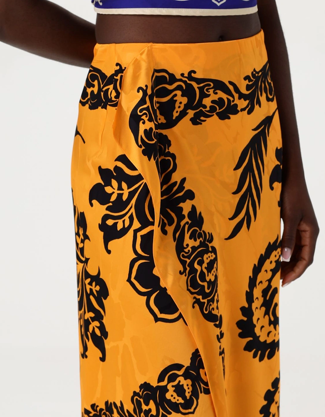 Printed Silk Midi Skirt