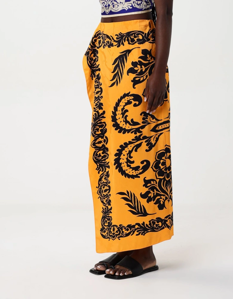 Printed Silk Midi Skirt