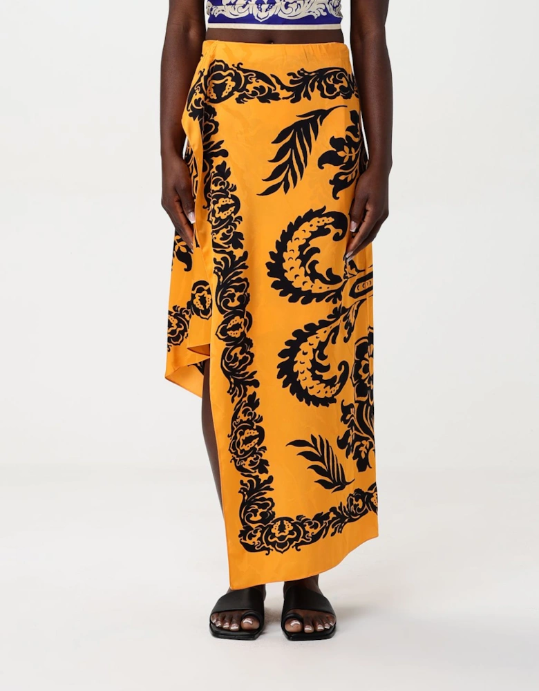 Printed Silk Midi Skirt