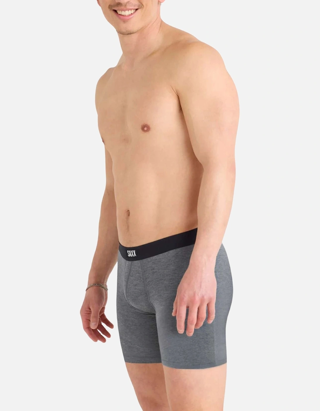 2-Pack Vibe Xtra Soft Fly Boxer Briefs 6", Black/Grey