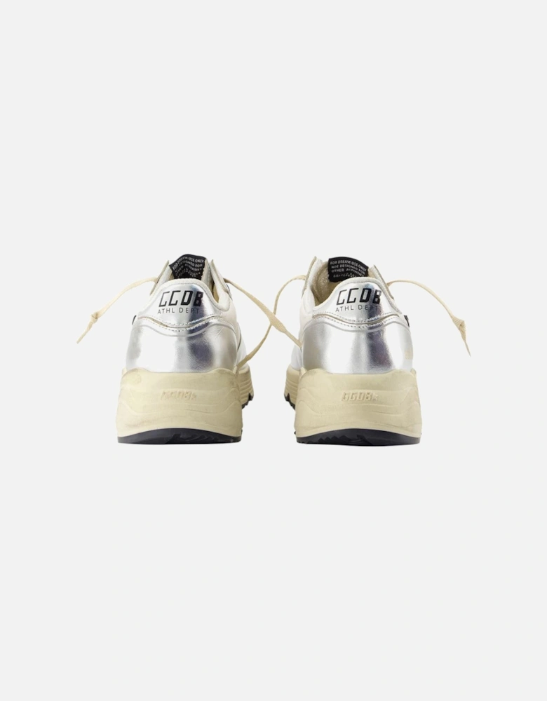 Running Sneakers Silver Leather Casual
