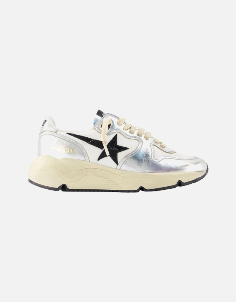 Running Sneakers Silver Leather Casual