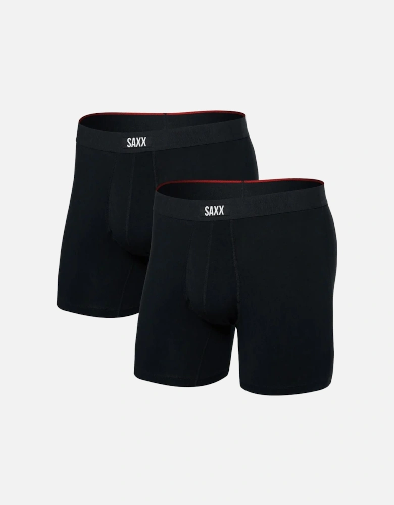 2-Pack Vibe Xtra Soft Fly Boxer Briefs 6", Black