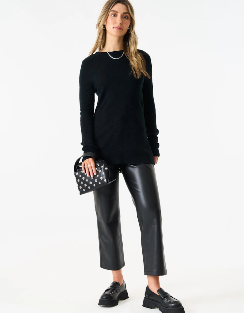 Black Crew Neck Fine Knit Oversized Jumper