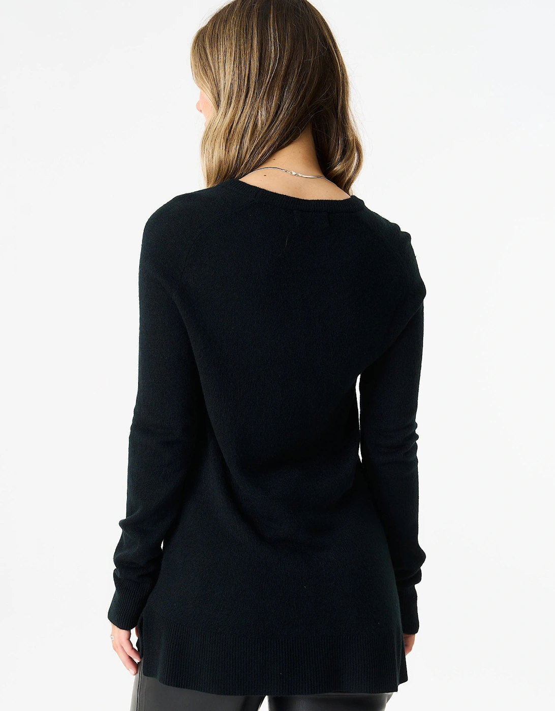 Black Crew Neck Fine Knit Oversized Jumper