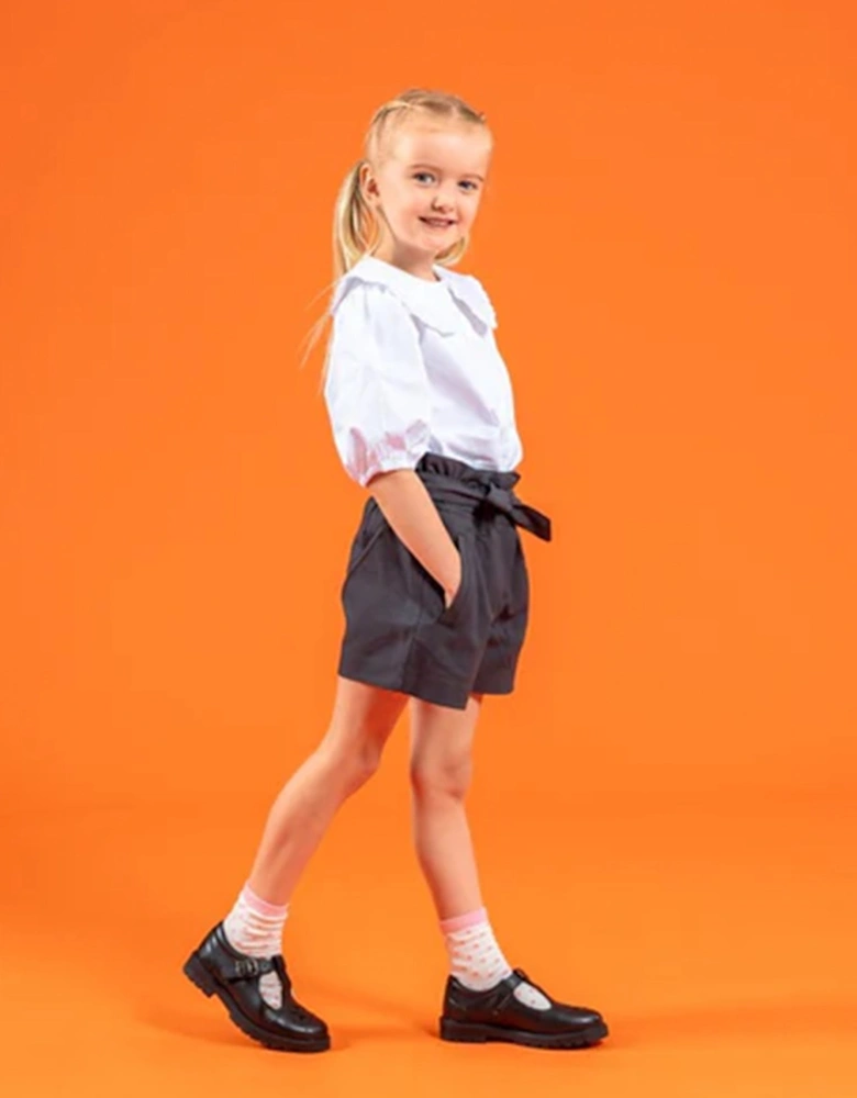 FIONA Girls Leather School Shoes Black