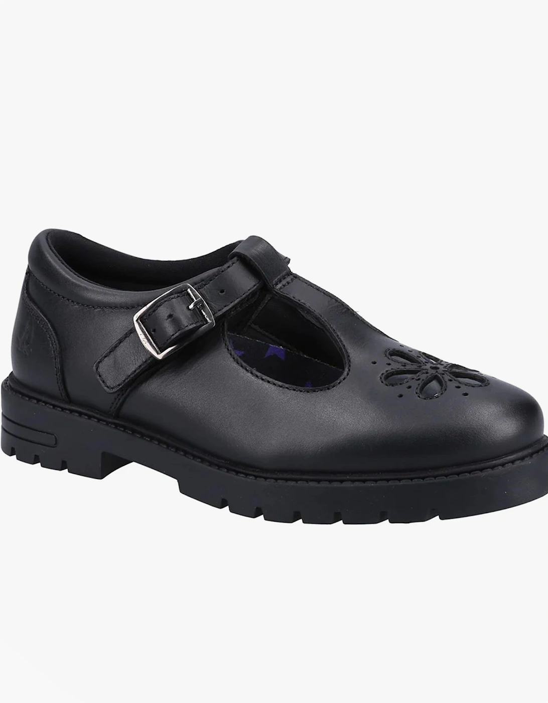 FIONA Girls Leather School Shoes Black, 6 of 5