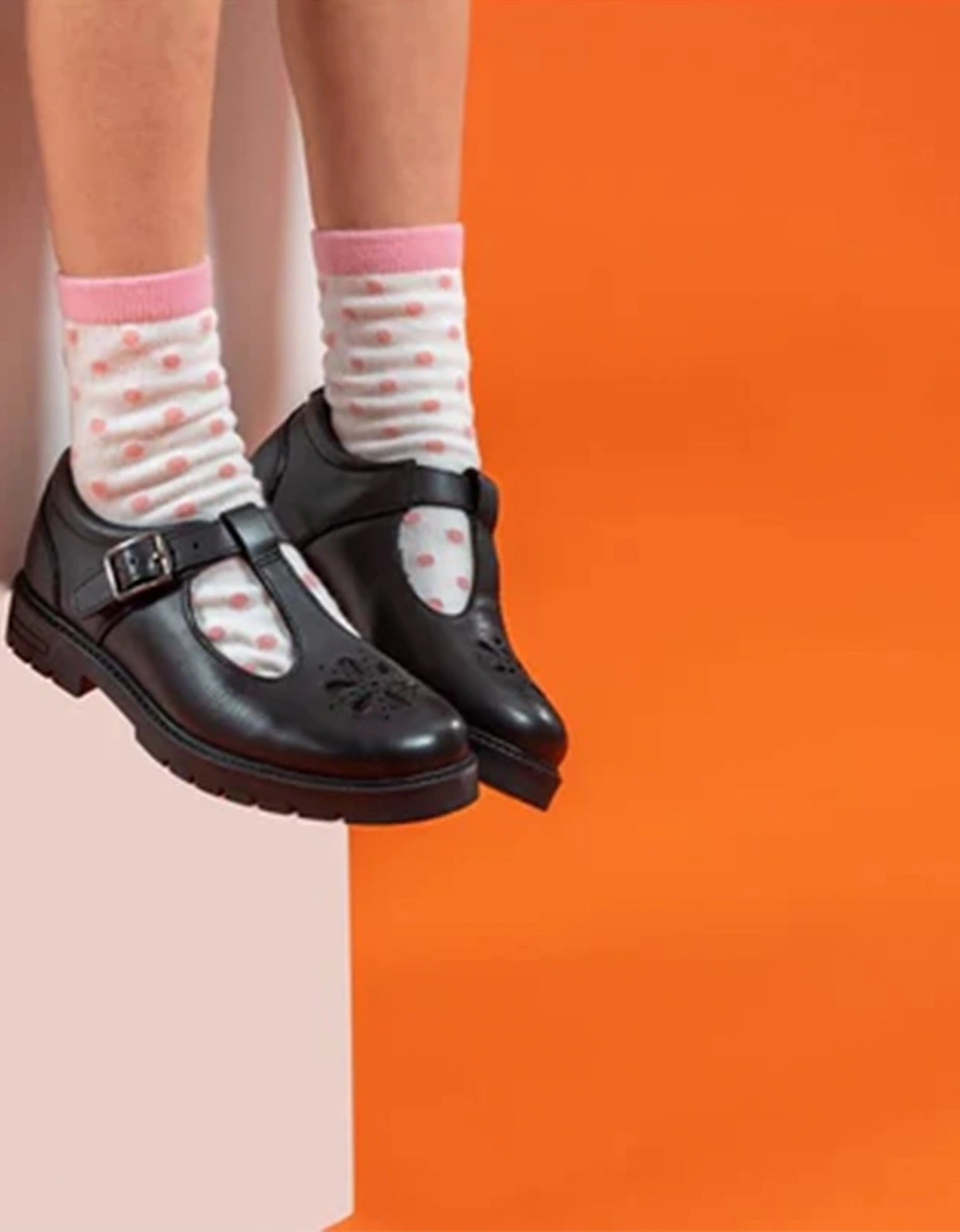 FIONA Girls Leather School Shoes Black
