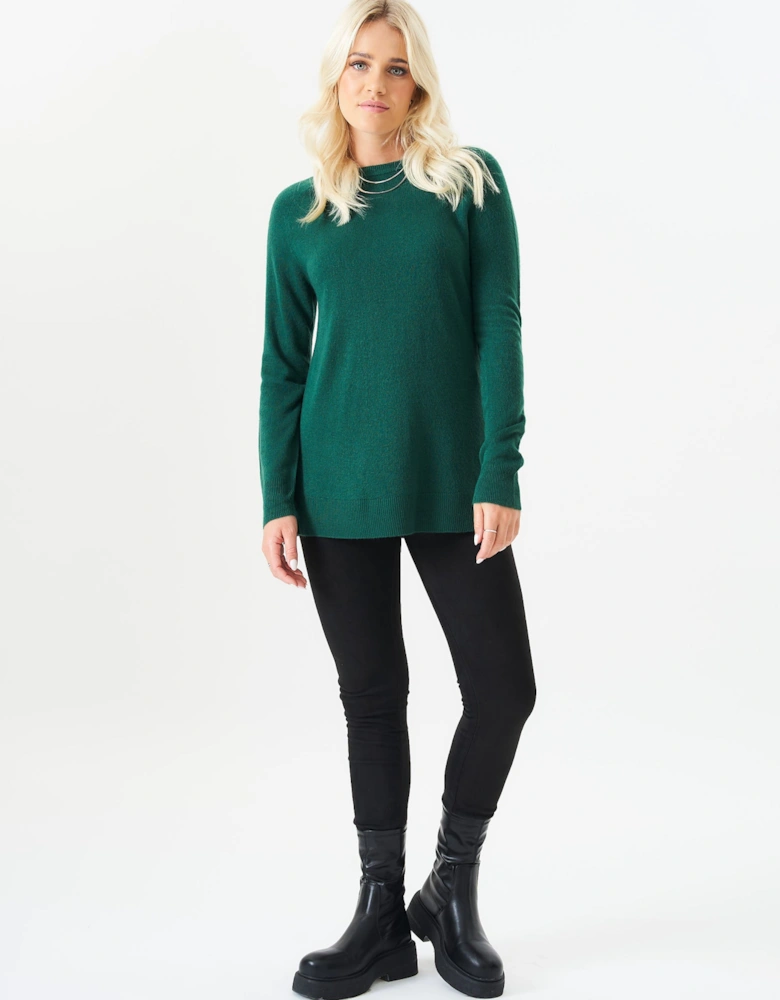 Green Crew Neck Fine Knit Oversized Jumper