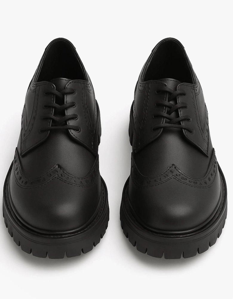 MAXINE Girls Leather School Shoes Black