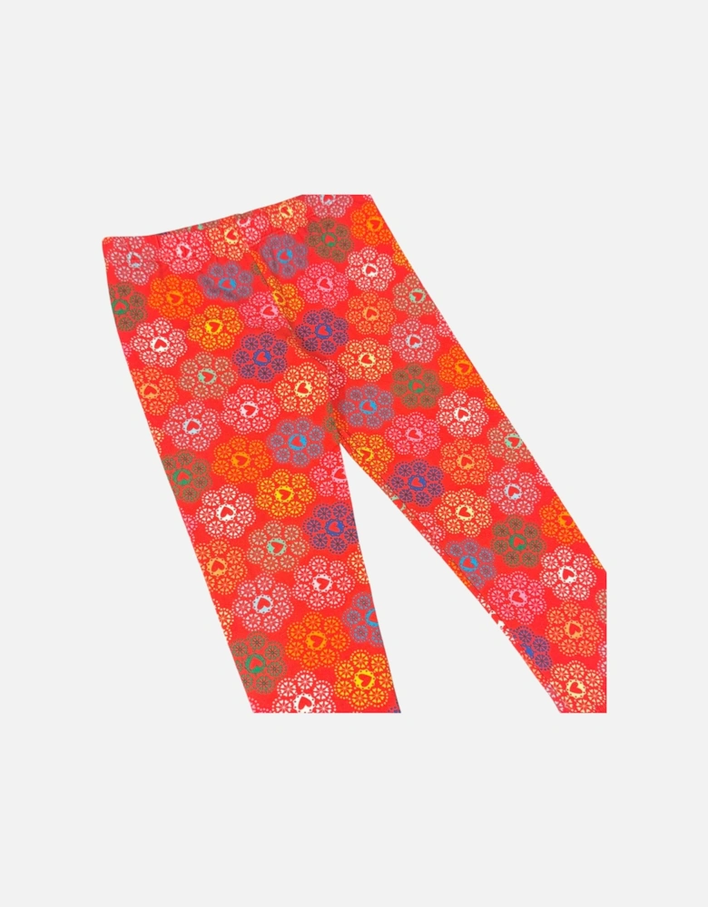 Girls Orange Print Legging Set