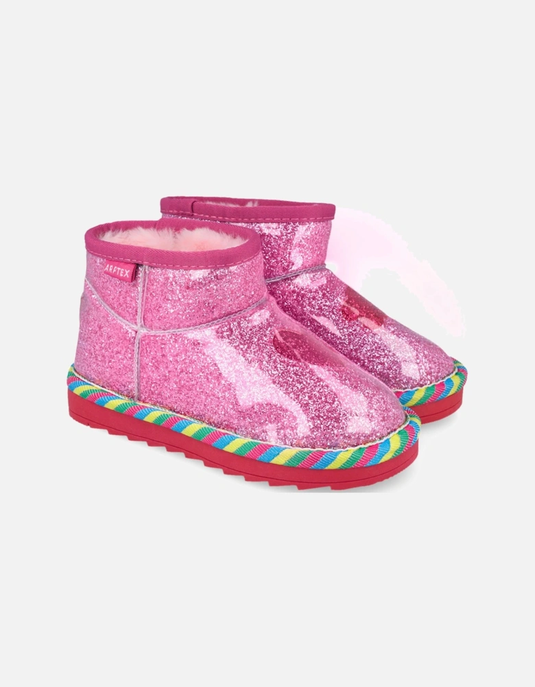 Girls Pink Faux Fur Lined Boots