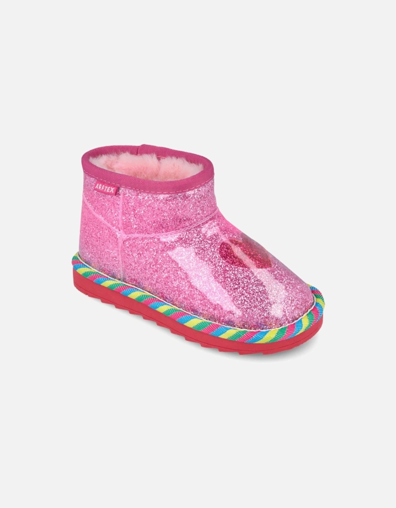 Girls Pink Faux Fur Lined Boots