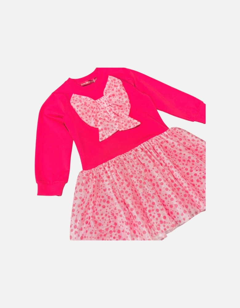 Girls Fuchsia Pink Tulle Bow Dress