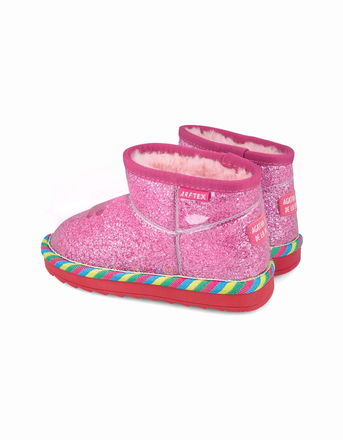 Girls Pink Faux Fur Lined Boots