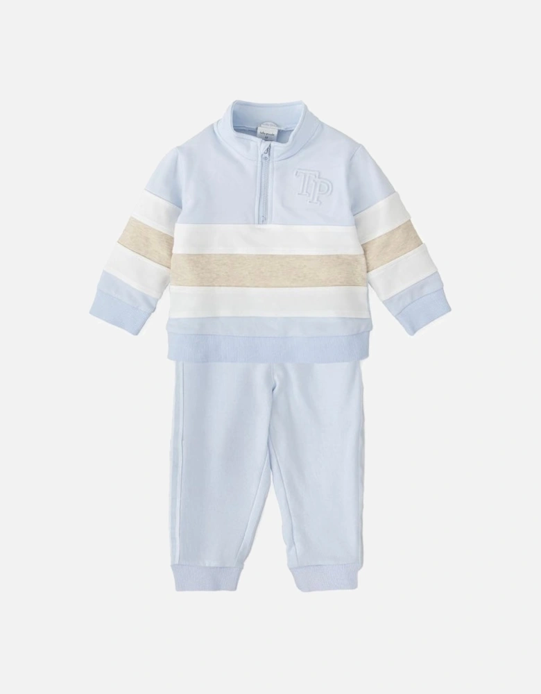 Boys Pale Blue Quarter Zip Tracksuit
