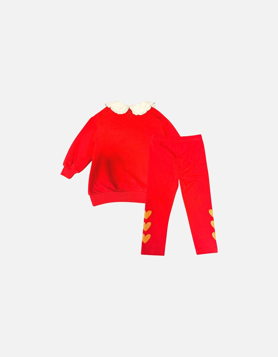 Girls Red Collared Jumper Legging Set