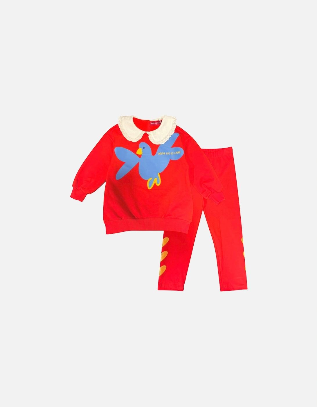 Girls Red Collared Jumper Legging Set, 4 of 3