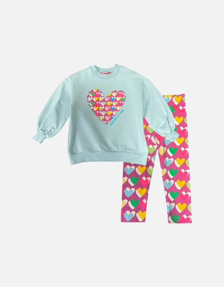 Girls Purple Hearts Jumper Legging Set