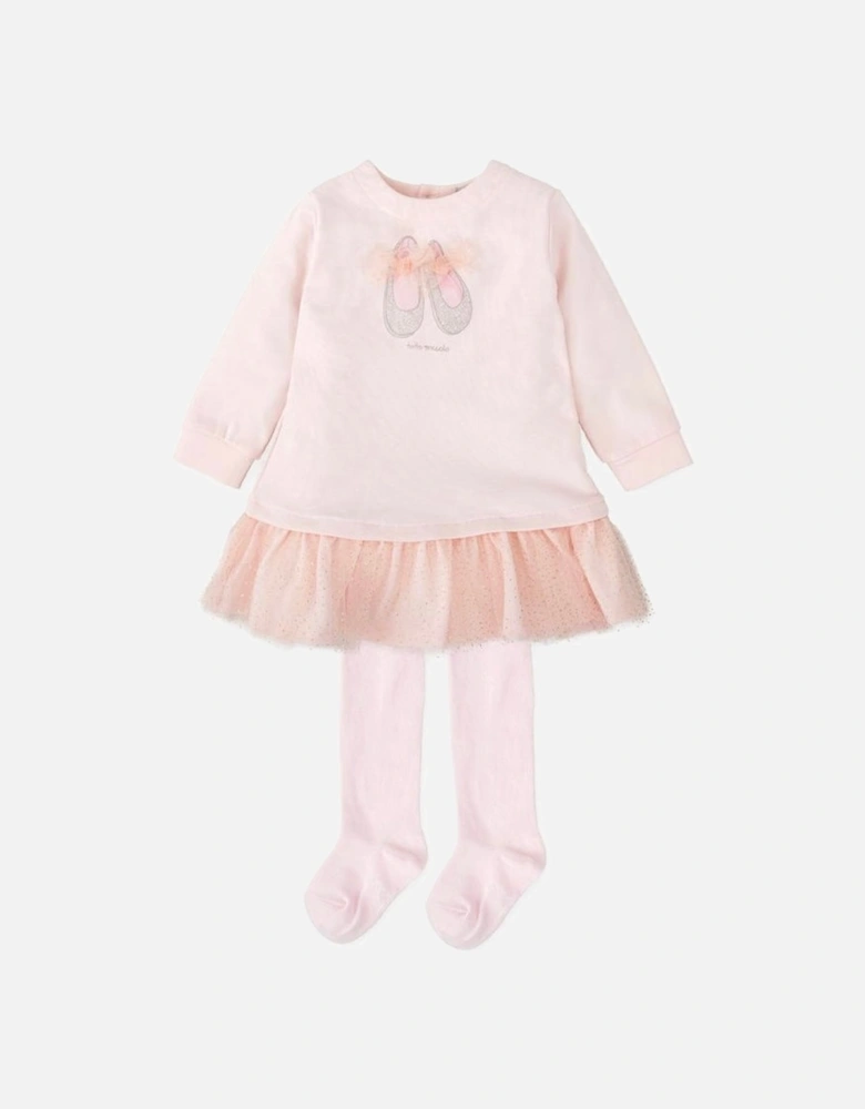 Girls Pale Pink Ballerina Dress and Tights