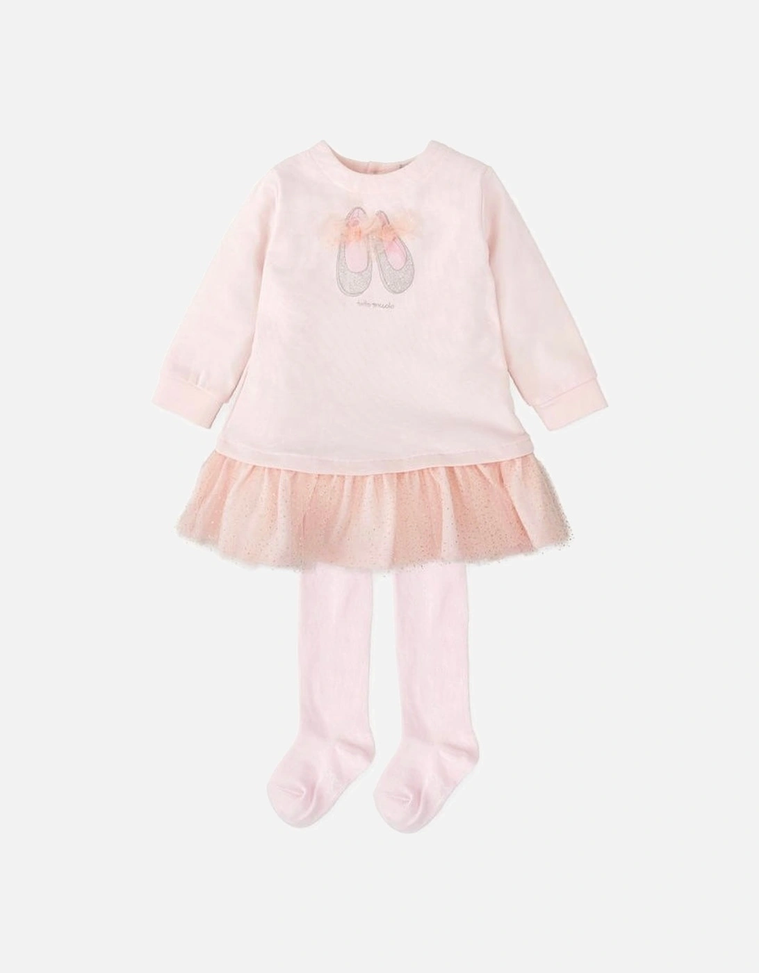 Girls Pale Pink Ballerina Dress and Tights, 4 of 3