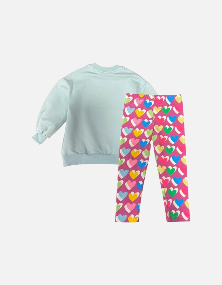 Girls Purple Hearts Jumper Legging Set