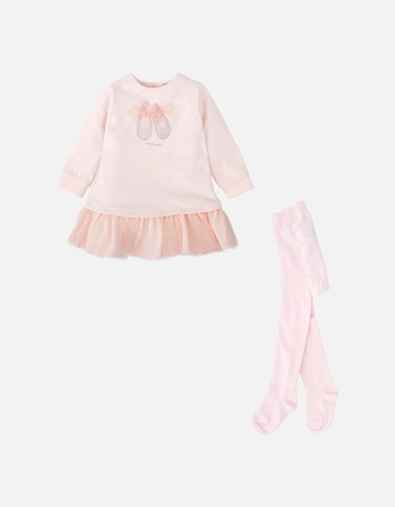 Girls Pale Pink Ballerina Dress and Tights