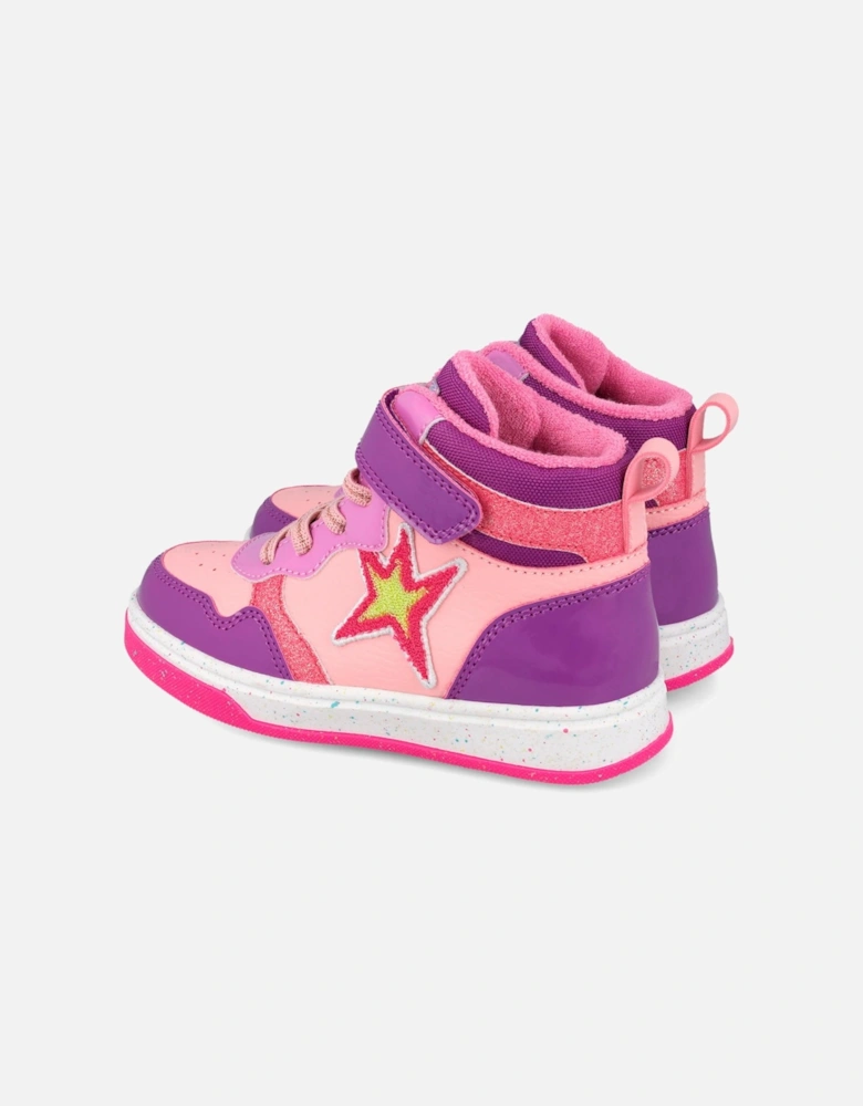 Girls Pink Star Hi-Top Trainers