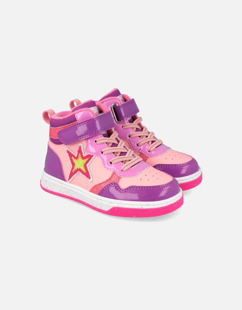 Girls Pink Star Hi-Top Trainers