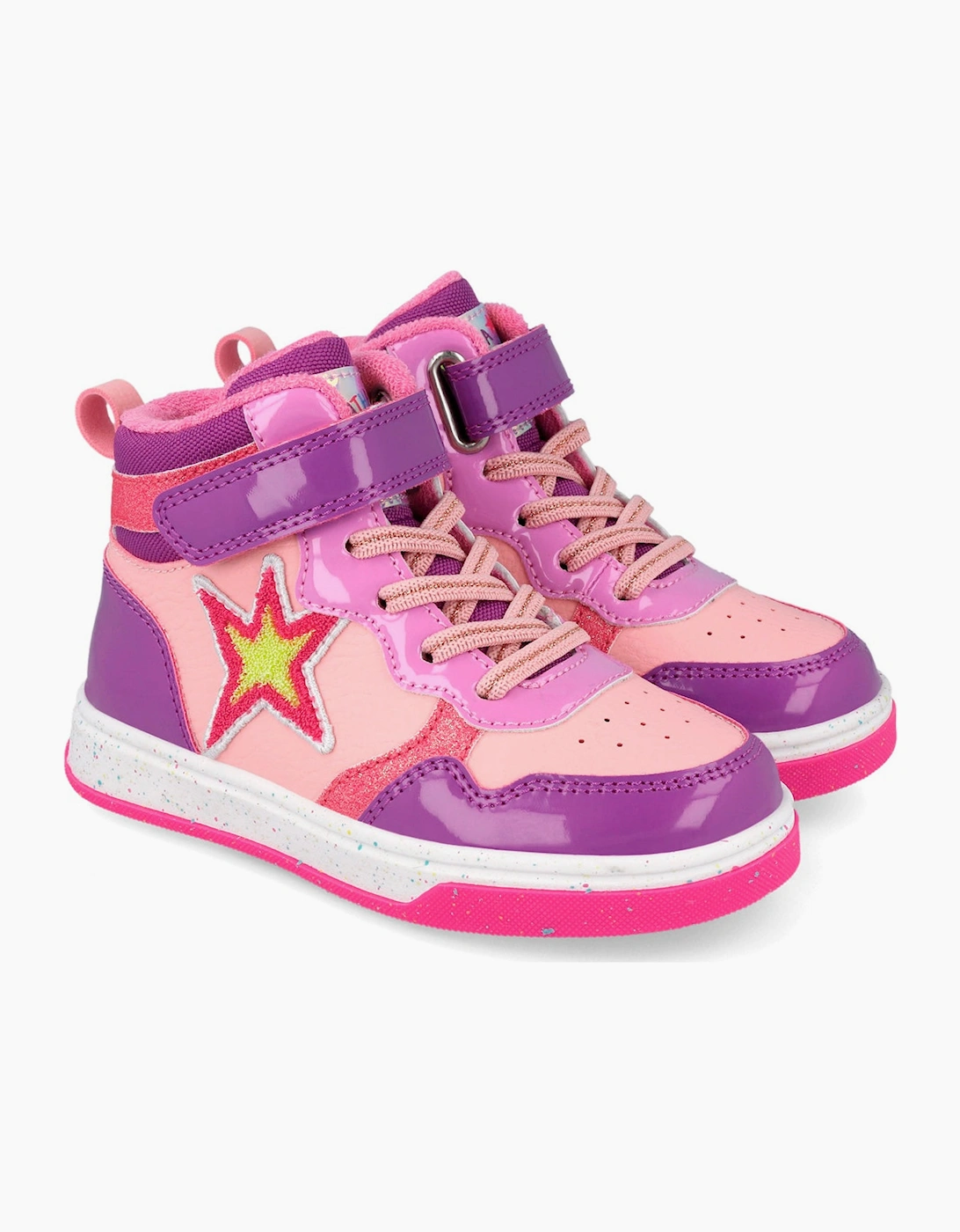 AGATHA RUIZ Girl's Girls Pink Star Hi-Top Trainers - Purple - Size: 12.5