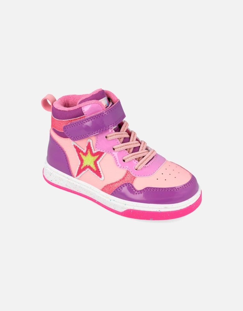 Girls Pink Star Hi-Top Trainers