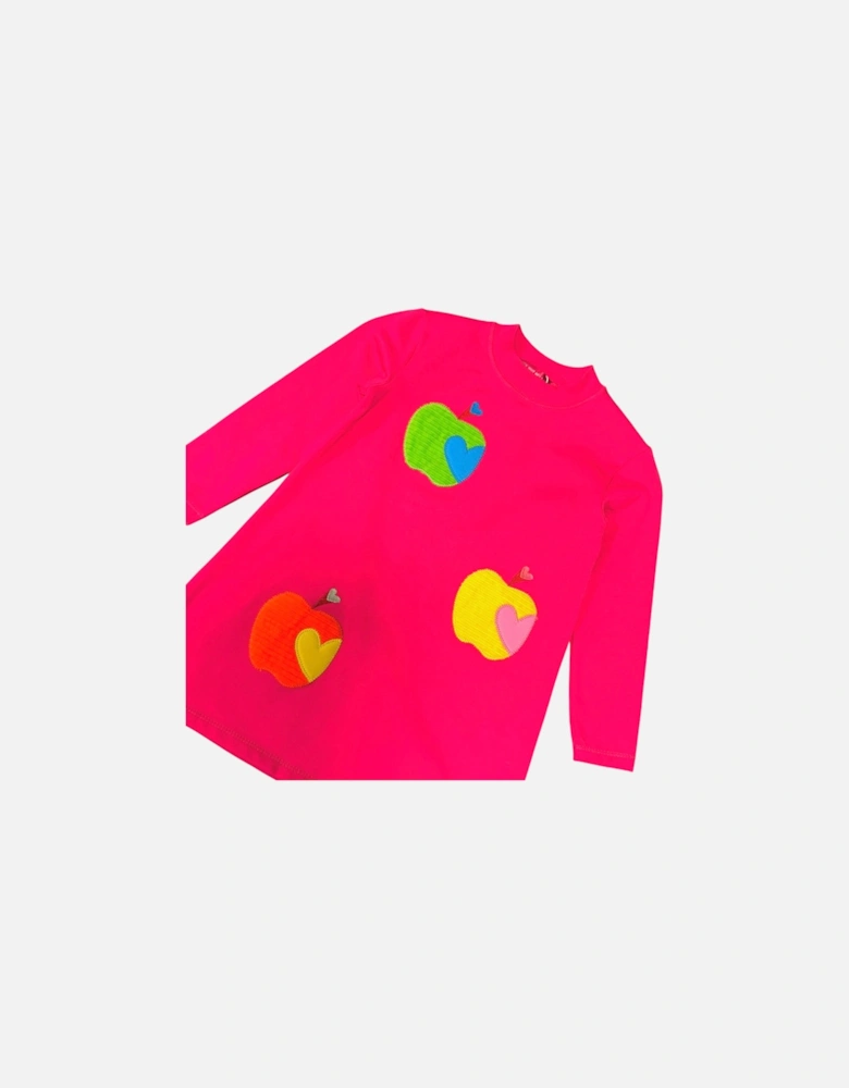 Girls Fuchsia Pink Apple Dress