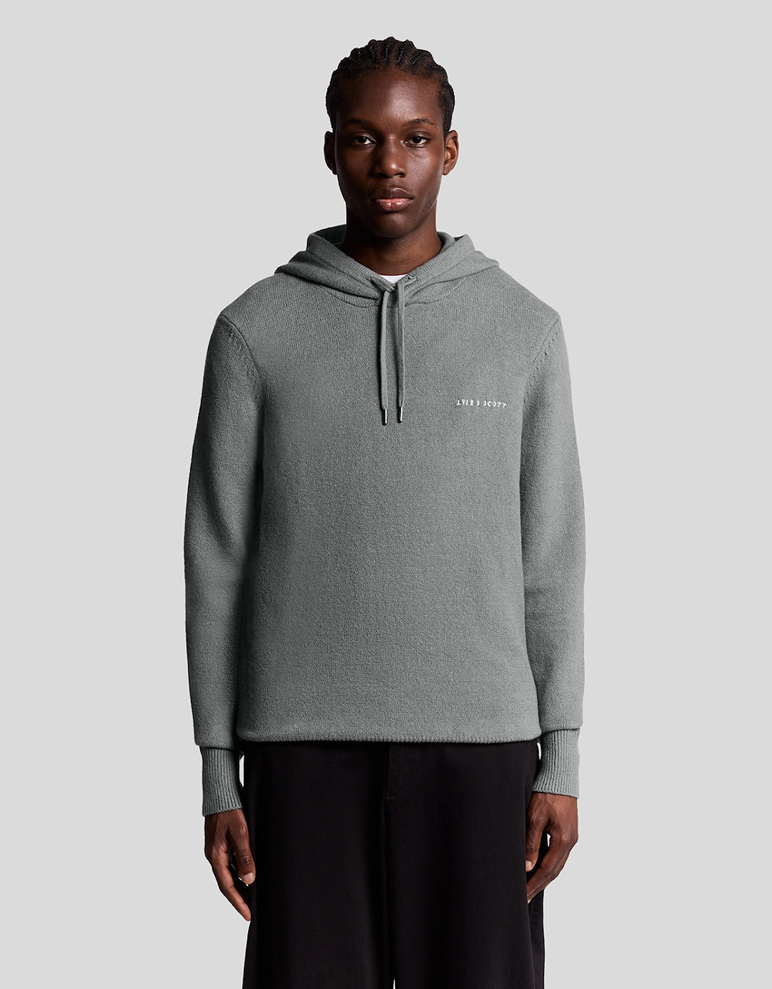 Lyle And Scott Men's Grey Knitted Script Hoodie  36 S