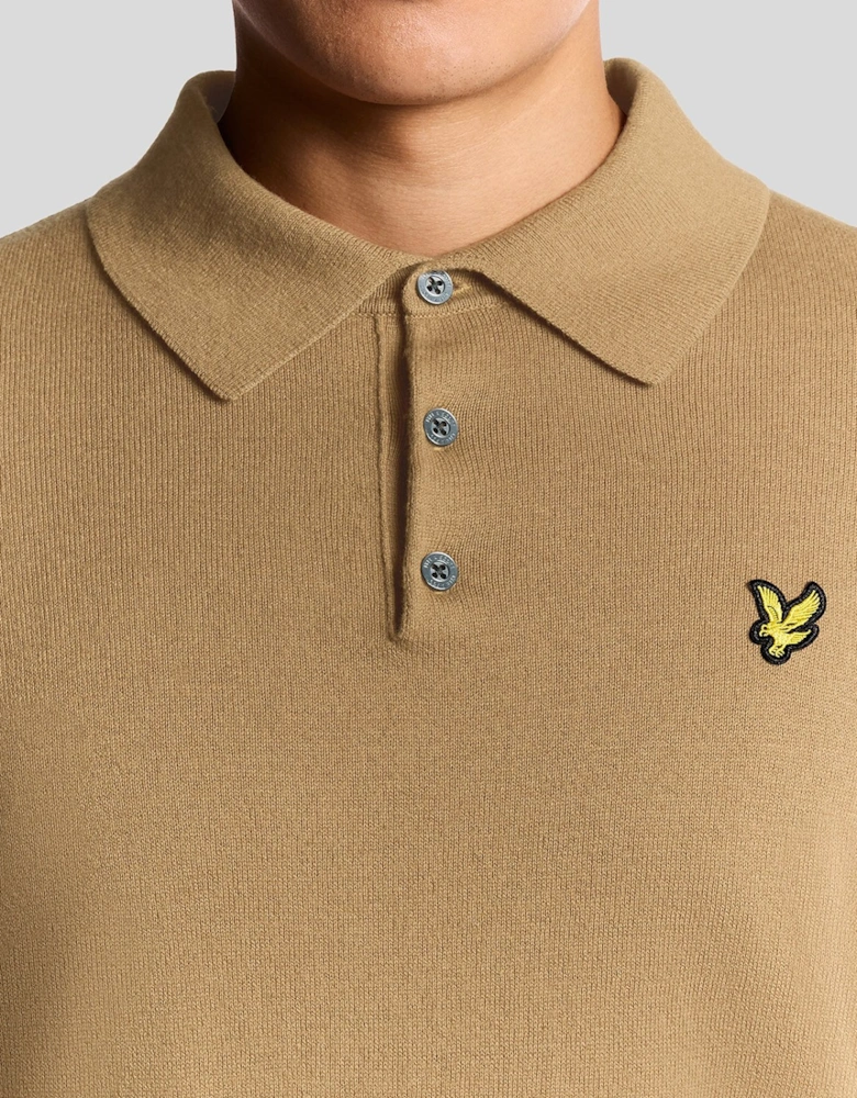 Merino Blend Long Sleeve Polo Shirt