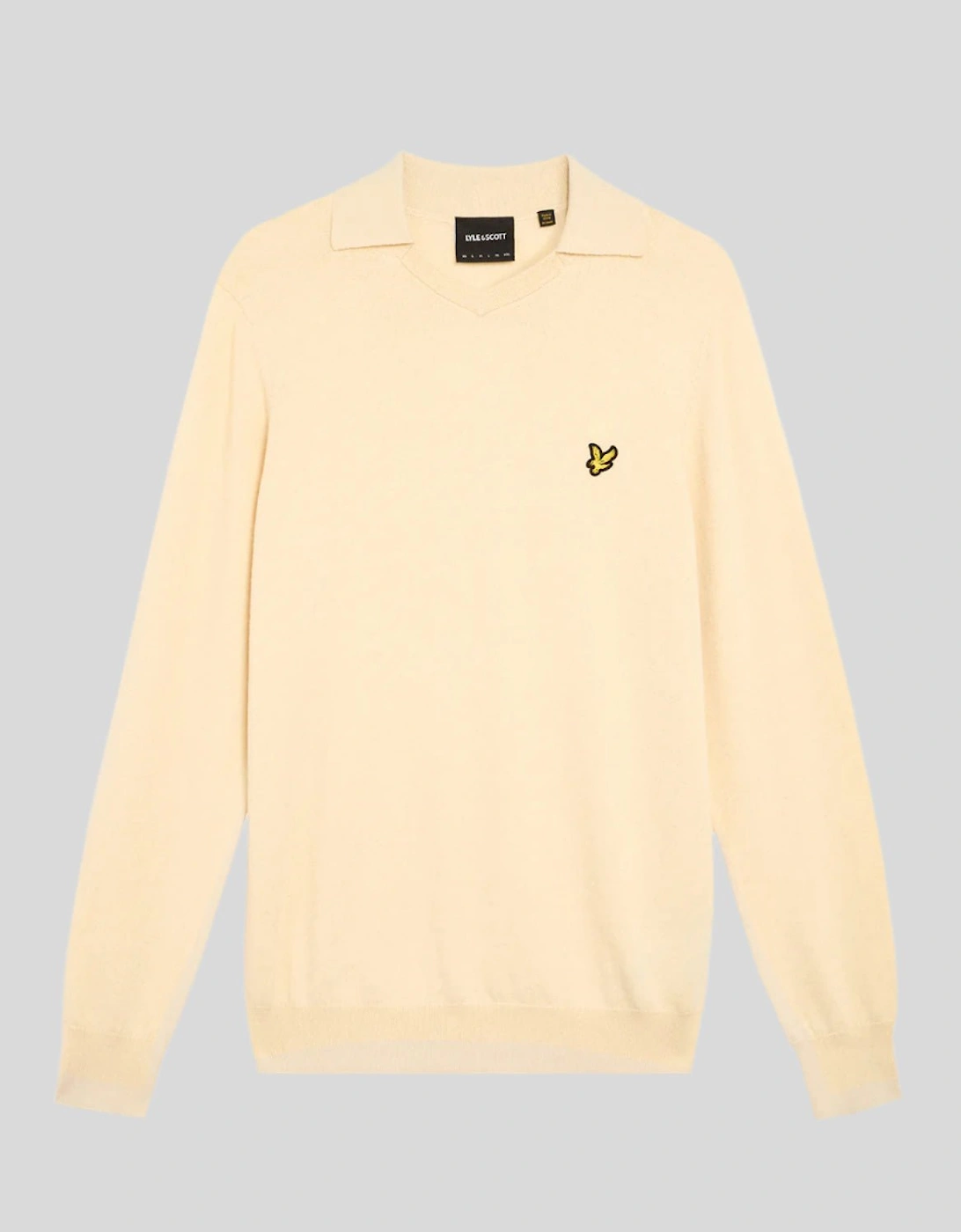 Lyle And Scott Men's Cotton Merino Football Jumper - Cream - Size: 42