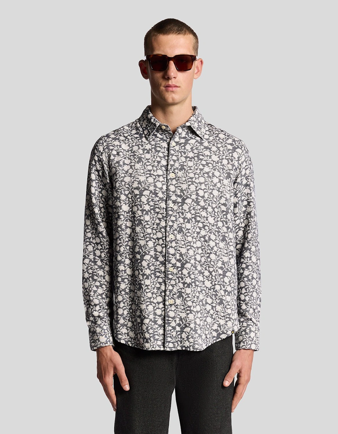 Viscose Blend Floral Jacquard Shirt, 7 of 6