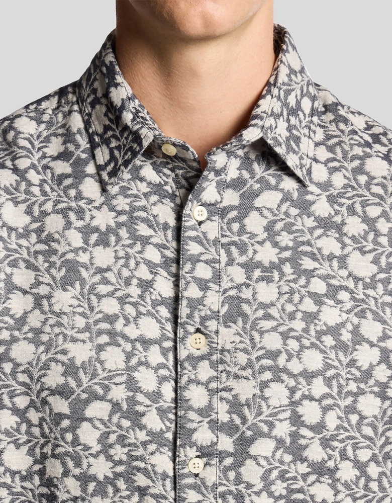 Viscose Blend Floral Jacquard Shirt