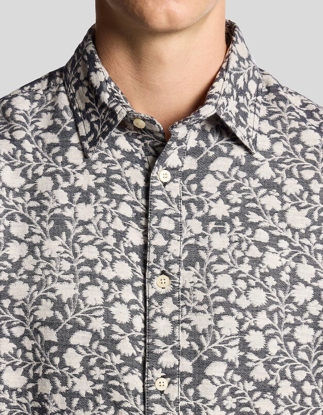 Viscose Blend Floral Jacquard Shirt